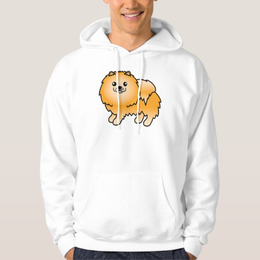 オレンジ色のポメラニアンのかわいいキャラクターデザイン パーカ (正面)