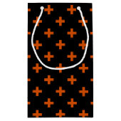 オレンジ色のポルカが黒に交差 スモールペーパーバッグ (裏面)