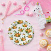 オレンジ色のポンプキン ラスティック カントリー 誕生日パーティー ペーパープレート (パーティー)