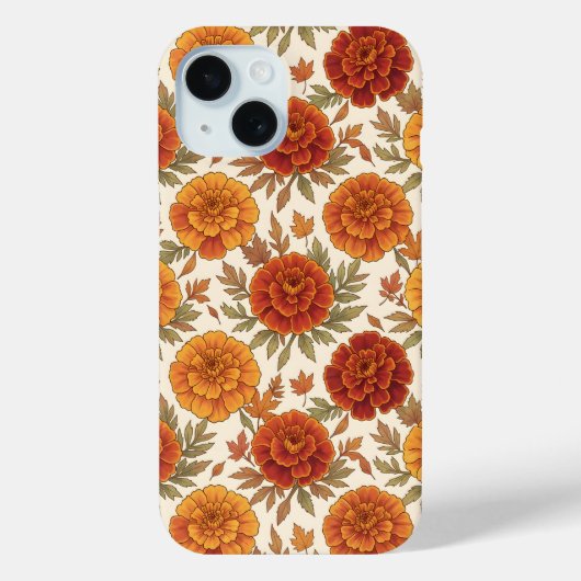 オレンジ色のマリーゴールドの花柄 Case-Mate iPhoneケース (裏面)
