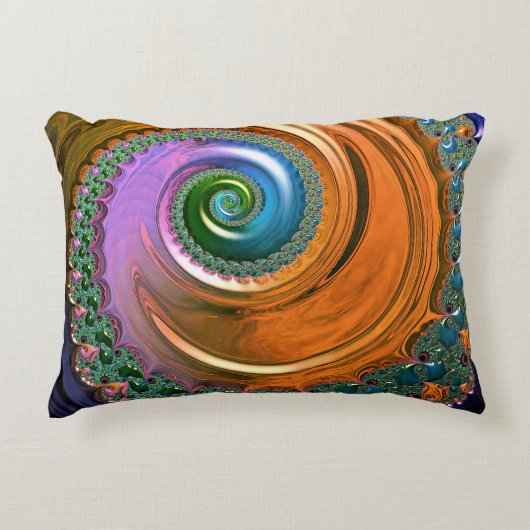 オレンジ色のマンデルブロートスワールアクセントクッション アクセントクッション (正面)