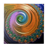 オレンジ色のマンデルブロート渦巻きセラミックタイル タイル (正面)