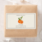 オレンジ色のマーマレードのジャムジャーをオフの白い長方形 ラベル (インサイチュ)