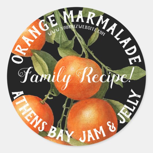 オレンジ色のマーマレード製品ビジネスラベル ラウンドシール (正面)