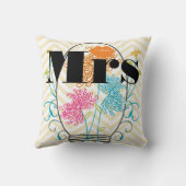 オレンジ色のミセス淡い色の・リップイエロージグザグメイスンジャー クッション (裏面)