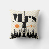 オレンジ色のミセス・リップ淡い色のイエロージグザグシャンデリア クッション (裏面)