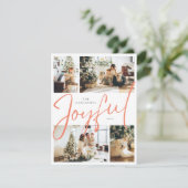 オレンジ色のミニマリスト4枚の写真と楽しいクリスマス シーズンカード (スタンド正面)