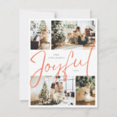 オレンジ色のミニマリスト4枚の写真と楽しいクリスマス シーズンカード (正面)