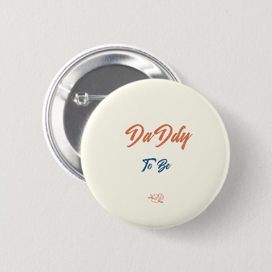オレンジ色のミニマリスト・ジェンダー中立のDaddy-to-be 缶バッジ (正面&裏面)