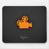 オレンジ色のムービーカメラ マウスパッド (正面)