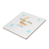 オレンジ色のムーンブルー星グリッター赤ちゃんシャワー輝く タイル (側面)