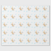 オレンジ色のムーンブルー星グリッター赤ちゃんシャワー輝く ラッピングペーパー (フラット)