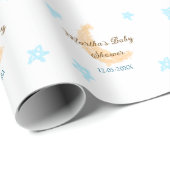 オレンジ色のムーンブルー星グリッター赤ちゃんシャワー輝く ラッピングペーパー (ロールコーナー)