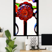 オレンジ色のメタル花 ポスター (ホームオフィス)