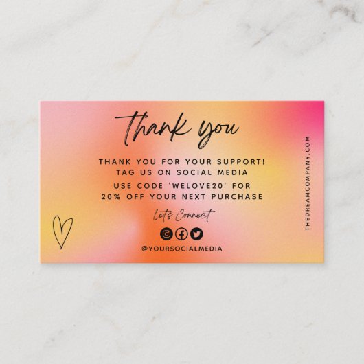 オレンジ色のメディア挿入名刺 名刺 (正面)