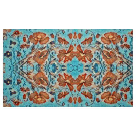 オレンジ色のメロディ生地 ファブリック (ファットクウォーター)