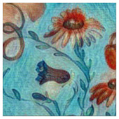 オレンジ色のメロディ生地 ファブリック (クローズアップ)