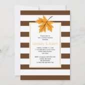 オレンジ色のメープルストライプリーフと結婚のカップルのシャワー 招待状 (正面)
