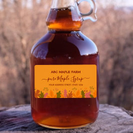 オレンジ色のメープル離れ縁どのメープルシロップラベル ラベル