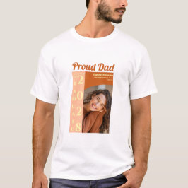 オレンジ色のモダンな写真入りプロウドダッド卒業Tシャツ Tシャツ