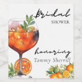 オレンジ色のモダンな花嫁のシャワー Aperol Spritz ワインラベル (シングルラベル)