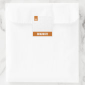 オレンジ色のモダンテクスチャ付き写真の卒業 スクエアシール (バッグ)