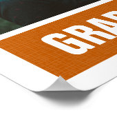 オレンジ色のモダンテクスチャ付き写真の卒業 ポスター (角)