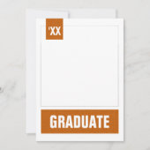 オレンジ色のモダンテクスチャ付き写真の卒業 招待状 (正面)