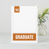 オレンジ色のモダンテクスチャ付き写真の卒業 招待状 (スタンド正面)
