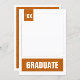 オレンジ色のモダンテクスチャ付き写真の卒業 招待状