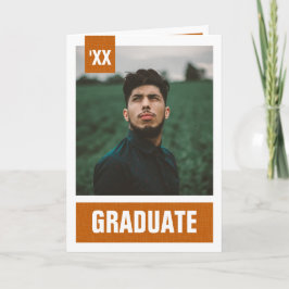 オレンジ色のモダンテクスチャ付き写真の卒業 招待状
