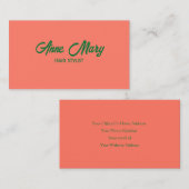 オレンジ色のモダン緑のスクリプはっきりしたト美容師サロン 名刺 (正面/裏面)