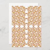 オレンジ色のモチフリースを使用した対称花パターン 招待状 (正面/裏面)