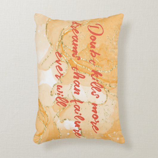 オレンジ色のモノグラムと金ゴールドの疑いが多くの夢を殺す アクセントクッション (正面(垂直))