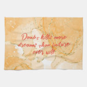 オレンジ色のモノグラムと金ゴールドの疑いが多くの夢を殺す キッチンタオル (横)