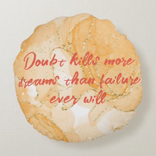 オレンジ色のモノグラムと金ゴールドの疑いが多くの夢を殺す ラウンドクッション (裏面)