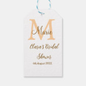 オレンジ色のモノグラムブライダルシャワーの追加モダン名simp ギフトタグ (裏面)