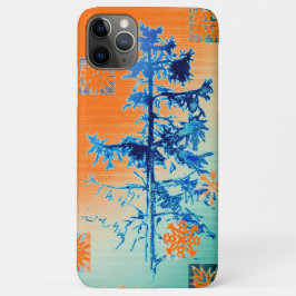 オレンジ色のモミの木と雪の結晶: ホットなクリスマス iPhone 11 PRO MAXケース