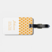 オレンジ色のモロッコパターンとモノグラムの荷物タグ ラゲッジタグ (裏面横)