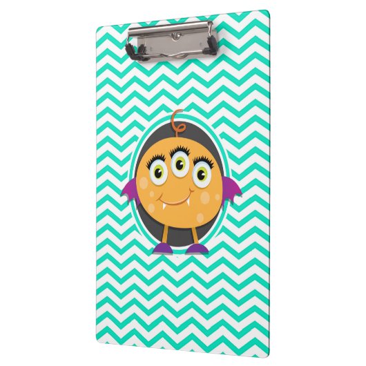 オレンジ色のモンスター;アクアグリーンシェブロン クリップボード (左)