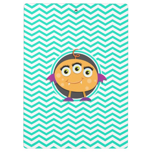 オレンジ色のモンスター;アクアグリーンシェブロン クリップボード (裏面)