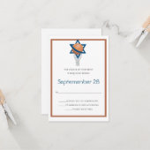 オレンジ色のユダヤ人バスケットボールの返信カード カード (正面/裏面インサイチュ)