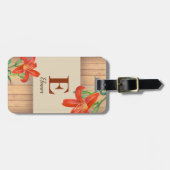 オレンジ色のユリの植物イラスト ラゲッジタグ (正面横)