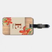 オレンジ色のユリの植物イラスト ラゲッジタグ (裏面横)