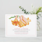 オレンジ色のユリの植物学アートカスタム写真ウェディング 招待状 (スタンド正面)