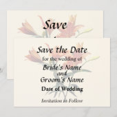 オレンジ色のユリの花束 セーブザデート (正面/裏面)