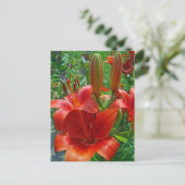 オレンジ色のユリの花 ポストカード (スタンド正面)