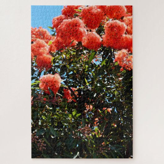 オレンジ色のユーカリ花の木 ジグソーパズル (縦)