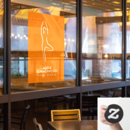 オレンジ色のヨガヴルカサナラインアートシンボル ウィンドウサイン