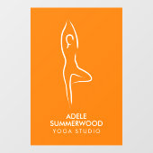 オレンジ色のヨガヴルカサナラインアートシンボル ウィンドウサイン (シート)